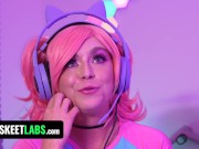 Preview 2 of Gamer Girls Leana Lovings & Krissy Knight Get Their Juicy Pussies Fucked While Playing - TeamSkeet