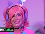 Preview 3 of Gamer Girls Leana Lovings & Krissy Knight Get Their Juicy Pussies Fucked While Playing - TeamSkeet