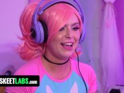 Preview 4 of Gamer Girls Leana Lovings & Krissy Knight Get Their Juicy Pussies Fucked While Playing - TeamSkeet
