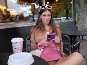 Preview 3 of Flashing pussy to strangers outside the coffee shop