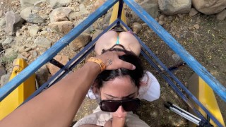 POV- Blowjob in the lake until the cum is on her face.