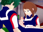 Preview 1 of Ochako Uraraka plays hard with Izuku Midoriya's penis in the warehouse. - My Hero Academia Hentai