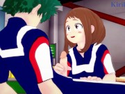 Preview 2 of Ochako Uraraka plays hard with Izuku Midoriya's penis in the warehouse. - My Hero Academia Hentai