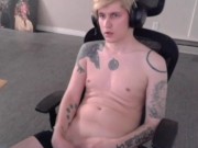 Preview 4 of Tattooed Blond Gamer Jerks Off (CUM)