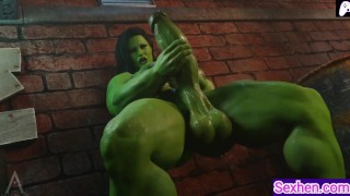 My Favorite Marvel Lawyer (She Hulk) Tastes A Huge Cum Filled Cock - Hentai Hot Animations