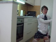 Preview 2 of Young sexy shy maid fucks and sucks her boss in the kitchen