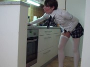 Preview 5 of Young sexy shy maid fucks and sucks her boss in the kitchen