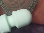 Preview 1 of Moaning loudly while masturbating her big clit cock FTM trans through thin lacy lingerie