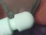 Preview 4 of Moaning loudly while masturbating her big clit cock FTM trans through thin lacy lingerie