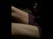 Preview 1 of Side of the highway in CAR pissing in Starbucks cup felt amazing huge max relief public pee fetish