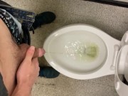 Preview 1 of Taking a nice piss in public restroom at work felt so fucking good moaning relief empty bladder