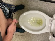 Preview 2 of Taking a nice piss in public restroom at work felt so fucking good moaning relief empty bladder
