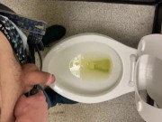 Preview 5 of Taking a nice piss in public restroom at work felt so fucking good moaning relief empty bladder