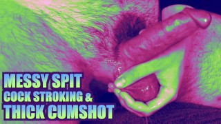 (ASMR) Sloppy Spit Cock Stroking With Dirty Whispering & Huge Cumshot -Male Solo, Sloppy Jerking Off