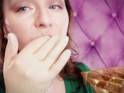 Preview 1 of ASMR and close-ups: Giantess Vore Fetish - Eating Cars from chocolate. Braces. (Arya Grander)