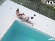 Preview 4 of Ukrainian Beauties Adel Morel & Amelia Nice Enjoy Relaxing Sex By The Pool - A GIRL KNOWS
