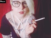 Preview 2 of Blonde smokes a cigarette while staring at you