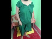 Preview 1 of Indian hot mom sneha in green dress