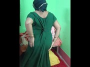 Preview 2 of Indian hot mom sneha in green dress