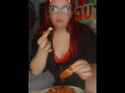 Preview 1 of Cum for Me Baby in 5...4...3... Hot MILF eats wings while instructing you to CUM HARD.