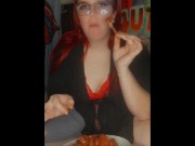 Preview 2 of Cum for Me Baby in 5...4...3... Hot MILF eats wings while instructing you to CUM HARD.