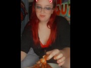 Preview 6 of Cum for Me Baby in 5...4...3... Hot MILF eats wings while instructing you to CUM HARD.