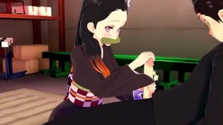 Hentai Uncensored Cute Nezuko is fucked by Tanjiro in the gym bedroom Demon Slayer Anime 3D