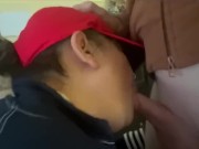 Preview 6 of Asian MILF in baseball hat 🧢 gets a mouth full of cum 💦 during blowjob face fuck