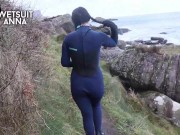 Preview 6 of Wetsuit anna outdoor wlking in wetsuit