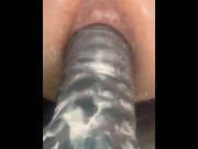 Preview 6 of BBW Deeply Strokes Loose Asshole On Thick Dildo Outside During 2 Hour Session
