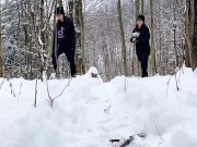 Preview 1 of Two 19yo Stepsisters in the Forest - Piss in ass and deep rimming