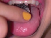 Preview 1 of Giantess Pierina Goddess eats gummies (mouth fetish and uvula)