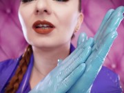 Preview 3 of ASMR clip: nitrile gloves and oil - Glaminatrix Arya Grander - hot MILF relax sexy sounding POV free