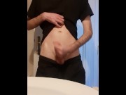 Preview 2 of quick wank in the bathroom. young guy in sweatpants