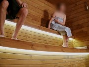 Preview 2 of SAUNA ADVENTURE PT1: I show my hard cock to three people in the sauna