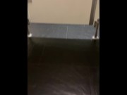 Preview 2 of SHOOTING CUM ALL OVER PUBLIC BATHROOM WHILE WATCHING PORN. CUM FLIES OUT OF CABIN!