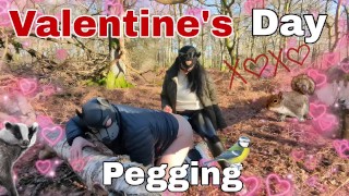 Valentine's Day Pegging in the Woods Surprise Woodland Public Femdom FLR Bondage BDSM FULL VIDEO