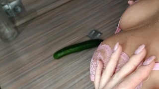 Just a girl and a cucumber