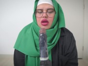 Preview 1 of Muslim Arab Mom In Hijab DILDO Orgasm Squirt Silently While Husband