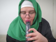 Preview 3 of Muslim Arab Mom In Hijab DILDO Orgasm Squirt Silently While Husband