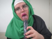 Preview 4 of Muslim Arab Mom In Hijab DILDO Orgasm Squirt Silently While Husband