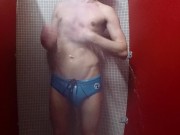 Preview 1 of shower in a public pool, jerking off