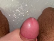 Preview 5 of CUM bi guy with thick cock and thick thighs rubbing a quick one out in the shower running water