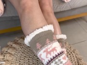 Preview 1 of Winter socks footjob and cum on soles with socks