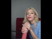 Preview 2 of Suck you cock with a lot of saliva on my knees and tease you: give me some milk please