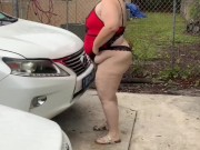 Preview 4 of Fat Pussy Mature Pawg Milf White Girl Masturbating Publicly In Car, Caught, POV, JOI, Cum, Onlyfans