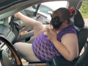 Preview 4 of Big Ass Blonde Mature Pawg Milf Blowjob Publicly In Car, Car Sex Outside, Exhibitionist, POV, JOI