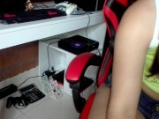 Preview 2 of Beautiful gamer girl excited fucks a friend of the brother.