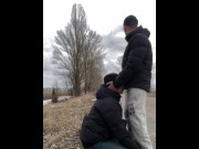 Preview 2 of OUTDOOR GAY SUCKING WITH CUM