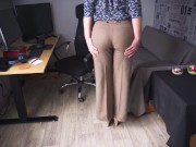 Preview 2 of Hot Secretary Teasing Visible Panty Line In Tight Work Trousers